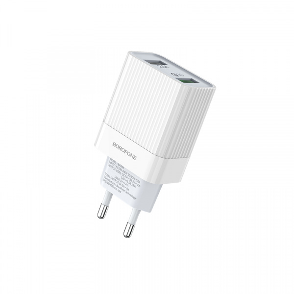 Зарядное устройство BOROFONE BA39A Speedway USB, 3A, белый, два порта