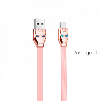 Кабель Hoco U14 Steel man, USB - USB Type-C, 1.2 м, розовый