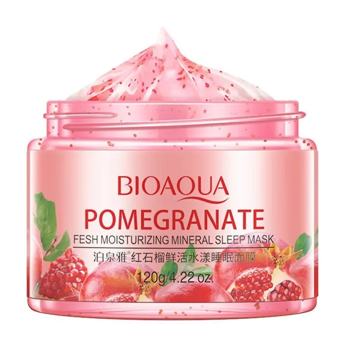 Ночная маска для лица с гиалуроновой кислотой и экстрактом граната Bioaqua Pomergranate Fresh Moisturizing Mineral Sleep Mask